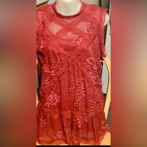Double D Ranch Size Small Red Lace Tunic